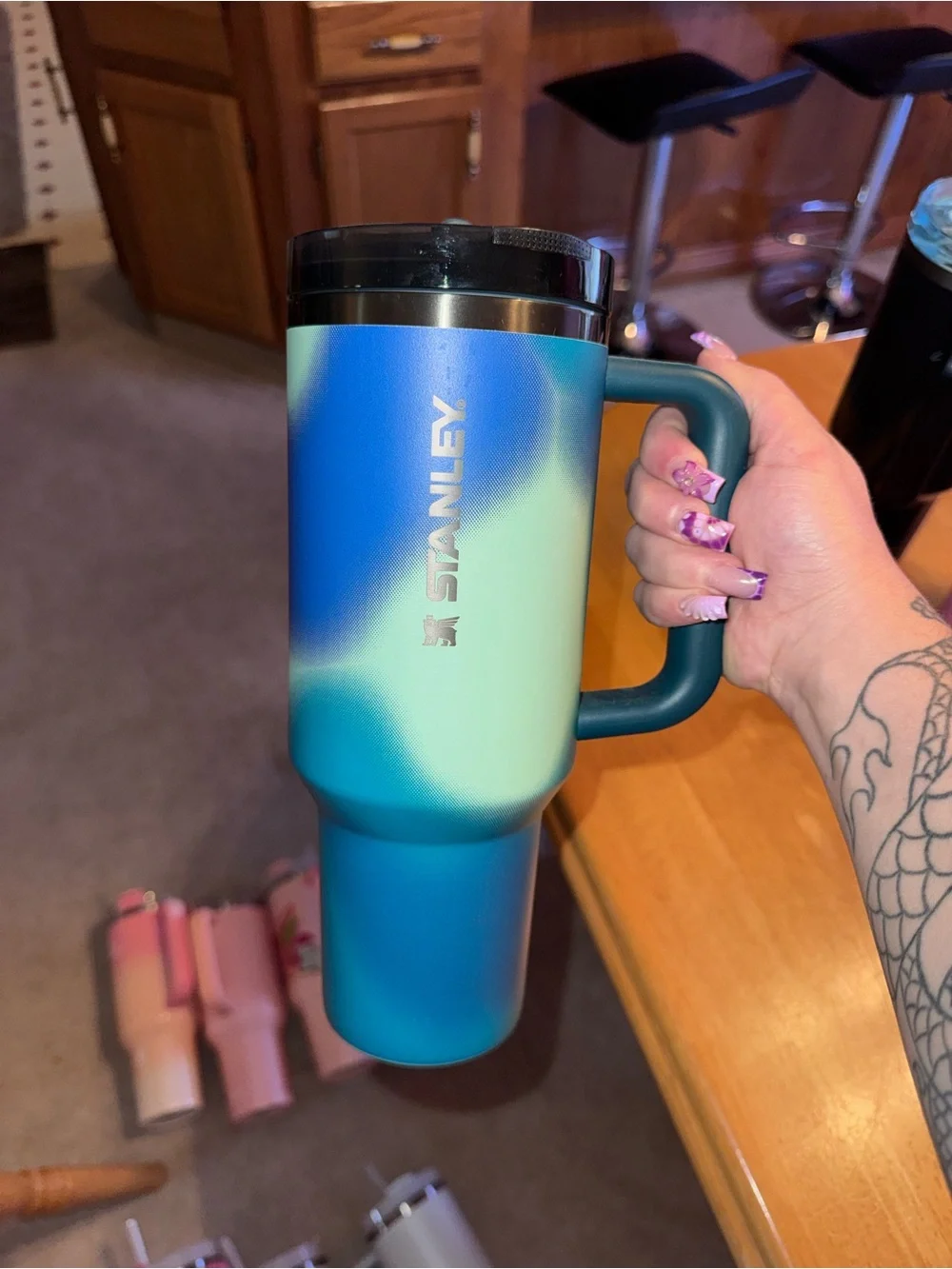 Stanley Blue to Teal Gradient Travel Mug with Handle